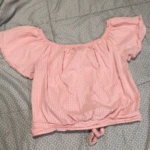Open/tie back crop top, size Large